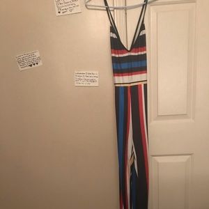 Multi-colored one piece jumpsuit.